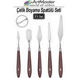 ArtMaster Çelik Boyama Spatülü 5 Li Spatül Resim ve Heykel Çelik Spatula Esnek Çelik Palet Bıçağı Pasta Spatulası 1 Paket - Standart - Kahverengi