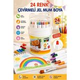 ArtMaster Çevirmeli Jel Mum Boya 24 Renk 1 Adet Nova Color Plastik Kutulu 24 Lü Mum Boya Kalemi Silinebilir Zararsız Yıkanabilir - Çok Renkli - Standart