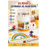 ArtMaster Çevirmeli Jel Mum Boya 24 Renk 1 Adet Nova Color Plastik Kutulu 24 Lü Mum Boya Kalemi Silinebilir Zararsız Yıkanabilir Çok Renkli