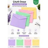 ArtMaster Çıtçıtlı Dosya 4 Renk Pastel A4 1 Paket Dosy Plastik Renkli Zarf Dosya Çıt Çıtlı Dosya Ödev Evrak Belge Saklama - Çok Renkli - Standart