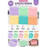 ArtMaster Çıtçıtlı Dosya 6 Renk Pastel A4 1 Paket Dosy Plastik Renkli Zarf Dosya Çıt Çıtlı Dosya Ödev Evrak Belge Saklama - Çok Renkli - Standart