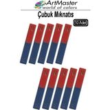 ArtMaster Çubuk Mıknatıs 10 Adet Deney Malzemesi Kırmızı Mavi Boyalı Okul Projeleri Için I Şekilli Manyetik Çubuk Mıknatıs - Kırmızı - Mavi - Standart - 3x50x15