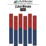ArtMaster Çubuk Mıknatıs 6 Adet Deney Malzemesi Kırmızı Mavi Boyalı Okul Projeleri Için I Şekilli Manyetik Çubuk Mıknatıs - Kırmızı - Mavi - 3x50x15 - Standart