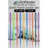 ArtMaster Çuvaldız Yün İğnesi Renkli Plastik 24 cm 20 Adet Plastik Yün Örgü Örme Dikiş İğnesi Dokuma İğnesi Yün Dikme İğnesi
