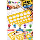 ArtMaster Daire Şablonu Büyük Boy Cetvelli 1-36 mm 1 Adet Artlantis 25 cm Cetvelli Teknik Çizim Daire Cetveli Okul Mühendis Mimar - Turuncu - Standart