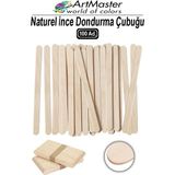ArtMaster Dil Çubuğu Ince 100 Adet Ahşap Naturel Dondurma Çubuğu Okul Proje Tasarım Maket Hobi Dar Dil Çubuğu Etkinlik - Standart