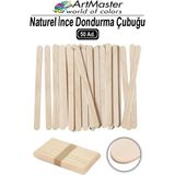 ArtMaster Dil Çubuğu Ince 50 Adet Ahşap Naturel Dondurma Çubuğu Okul Proje Tasarım Maket Hobi Dar Dil Çubuğu Etkinlik - Standart