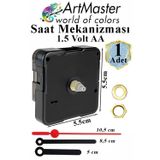 ArtMaster Duvar Saat Mekanizması 1 Adet 10 mm Şaft Sessiz Saat Motoru Akrep Yelkovan Okul Deney Saat Yapım Seti