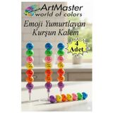 ArtMaster Emoji Kurşun Kalem Yumurtlayan 4 Adet Eğlenceli Gülen Yüzlü Kurşun Kalem Hediyelik Kurşun Kalem