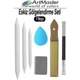 ArtMaster Eskiz Gölgelendirme Seti 7 Parça 1 Paket Kalem Uzatma Aparatı Karakalem Kalem Zımparası Pastel Dağıtıcı Resim Sanatı - Renkli - Standart