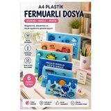 ArtMaster Fermuarlı Dosya Erkek Figürlü A4 6 Adet Fixpoint 2380 Plastik Desenli Fermuarlı Zarf Dosya Ödev Evrak Belge Saklama - Çok Renkli