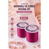 ArtMaster Fuşya Misina Ipi 0.5mm 10 Metre 2 Adet Esnek Boncuk Takı Dizme Ipi Elastik Ip Bileklik Aksesuar Lastiği Yuvarlak Elyaf - Standart