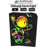 ArtMaster Gökkuşağı Kazıma Kağıdı Sihirli A4 10 Yaprak 1 Paket 20X30 cm Sihirli Kazıma Kağıt Siyah Rainbow Paper Resim - Standart