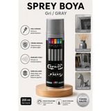 ArtMaster Gri Sprey Boya 200 ml 1 Adet Südor Hızlı Kuruyan Renkli Profesyonel Canlı Renk Ahşap Plastik Demir Metal Porselen Cam