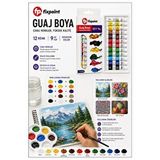 ArtMaster Guaj Boya 12 Renk 9 ml 1 Paket Fixpoint Guaj Boya Seti 12 Li Ahşap Tuval Taş Ağaç Boyamalar Için Idea Boyama Seti - Çok Renkli