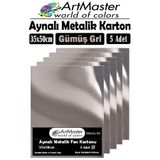 Artmaster Gümüş Gri Renkli 35x50 Metalik Aynalı Fon Kartonu 5 Adet 1 Paket Metalik Aynalı Fon Karton