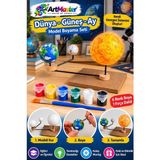 ArtMaster Güneş Dünya Ay Maketi 1 Paket Dünya Güneş Ay Modeli Set Deney Seti Strafor Toplu 6 Renk Boya Fırça Fen Bilimleri Okul - Beyaz - Standart