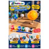 Artmaster Güneş Dünya Ay Maketi 1 Paket Dünya Güneş Ay Modeli Set Deney Seti Strafor Toplu 6 Renk Boya Fırça Fen Bilimleri Okul