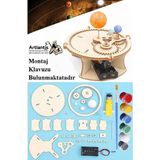 ArtMaster Güneş Dünya Ay Modeli Otomatik Pilli 1 Paket Ahşap Dünya Güneş Ay Maketi Haraketli Boyanabilir Deney Etkinlik Bilim Hobi - Siyah - Standart