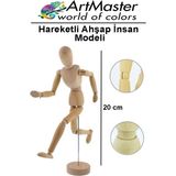 ArtMaster Hareketli Insan Modeli Ahşap 20 cm 1 Paket Kukla Stilist Ahşap Model Insan Figürlü Manken Tahta Adam Resim Eğitimi - Standart - Krem
