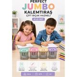 ArtMaster Kalemtraş 4 Adet Perfect Hazneli Çift Bıçaklı Jumbo Kalem Açacağı Plastik Kalemtıraş Kalem Traş Okul Sınıf - Çok Renkli - Standart
