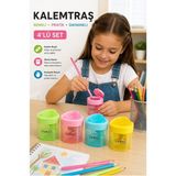 ArtMaster Kalp Görünümlü Kalemtraş 4 Adet Piano 555835 Hazneli Çift Bıçaklı Kalem Açacağı Plastik Kalemtıraş Kalem Traş Okul - Çok Renkli - Standart