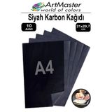 Artmaster Karbon Kağıdı A4 Siyah 10 Adet 21x29,7 cm Transfer Kağıdı Kopya Kağıdı Renkli Karbon Kağıdı Ahşap Se
