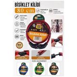 ArtMaster Kırmızı Şifreli Bisiklet Kilidi 80 cm 1 Adet K-3675 Çelik Halat Plastik Kaplamalı Bisiklet Kiliti Scooter Kapı Şifreli - 80cm - Standart