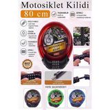ArtMaster Kırmızı Şifreli Motosiklet Kilidi 80 cm 1 Adet K-3682 Çelik Halat Plastik Kaplamalı Bisiklet Kiliti Motorsiklet Scooter - 80cm - Standart