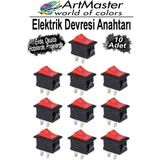 ArtMaster Kırmızı Siyah Elektrik Devresi Anahtarı 10 Adet On Off Açma Kapama Devre Anahtarı Aç Kapa Deney Elektirik Açma Kapama - Kırmızı - Siyah - Standart