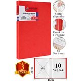ArtMaster Kırmızı Sunum Dosyası 10 Lu 3 Adet Poşet Dosyalı Katalog Dosyası 10 Poşetli Kendinden Dosya Plastik Kapaklı - Standart