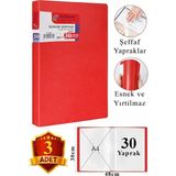 ArtMaster Kırmızı Sunum Dosyası 30 Lu 3 Adet Poşet Dosyalı Katalog Dosyası 30 Poşetli Kendinden Dosya Plastik Kapaklı - Standart