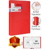 ArtMaster Kırmızı Sunum Dosyası 40 lı 3 Adet Poşet Dosyalı Katalog Dosyası 40 Poşetli Kendinden Dosya Plastik Kapaklı