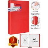 ArtMaster Kırmızı Sunum Dosyası 60 lı 3 Adet Poşet Dosyalı Katalog Dosyası 60 Poşetli Kendinden Dosya Plastik Kapaklı