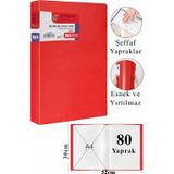 ArtMaster Kırmızı Sunum Dosyası 80 li 1 Adet Poşet Dosyalı Katalog Dosyası 80 Poşetli Kendinden Dosya Plastik Kapaklı