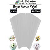 ArtMaster Krapon Kağıdı Beyaz Renk 10 Adet 50X200 cm Grapon Kağıdı 10'lu Okul Proje Sınıf Anaokulu Kreş Süsleme - 50x200cm - Standart