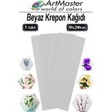 ArtMaster Krapon Kağıdı Beyaz Renk 5 Adet 50X200 cm Grapon Kağıdı 5'li Okul Proje Sınıf Anaokulu Kreş - 50x200cm - Standart