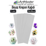 ArtMaster Krapon Kağıdı Beyaz Renk 5 Adet 50x200 cm Grapon Kağıdı 5'li Okul Proje Sınıf Anaokulu Kreş