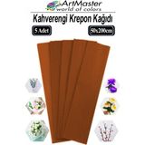 ArtMaster Krapon Kağıdı Kahverengi Renk 5 Adet 50X200 cm Grapon Kağıdı 5'li Okul Proje Sınıf Anaokulu Kreş Süsleme - 50x200cm - Standart