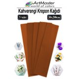 ArtMaster Krapon Kağıdı Kahverengi Renk 5 Adet 50x200 cm Grapon Kağıdı 5'li Okul Proje Sınıf Anaokulu Kreş Süsleme