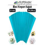 Artmaster Krapon Kağıdı Mavi Renk 10 Adet 50x200 cm Grapon Kağıdı 10'lu Okul Proje Sınıf Anaokulu Kreş Süsleme