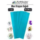 Artmaster Krapon Kağıdı Mavi Renk 5 Adet 50x200 cm Grapon Kağıdı 5'li Okul Proje Sınıf Anaokulu Kreş Süsleme