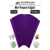 Artmaster Krapon Kağıdı Mor Renk 10 Adet 50x200 cm Grapon Kağıdı 10'lu Okul Proje Sınıf Anaokulu Kreş Süsleme