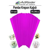 ArtMaster Krapon Kağıdı Pembe Renk 10 Adet 50x200 cm Grapon Kağıdı 10'lu Okul Proje Sınıf Anaokulu Kreş Süsleme