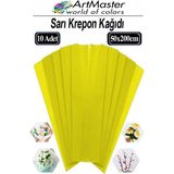 ArtMaster Krapon Kağıdı Sarı Renk 10 Adet 50X200 cm Grapon Kağıdı 10'lu Okul Proje Sınıf Anaokulu Kreş Süsleme - 50x200cm - Standart
