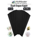 ArtMaster Krapon Kağıdı Siyah Renk 10 Adet 50x200 cm Grapon Kağıdı 10'lu Okul Proje Sınıf Anaokulu Kreş Süsleme