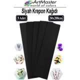 ArtMaster Krapon Kağıdı Siyah Renk 5 Adet 50X200 cm Grapon Kağıdı 5'li Okul Proje Sınıf Anaokulu Kreş Süsleme - 50x200cm - Standart