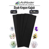 Artmaster Krapon Kağıdı Siyah Renk 5 Adet 50x200 cm Grapon Kağıdı 5'li Okul Proje Sınıf Anaokulu Kreş Süsleme