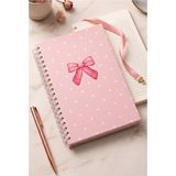 ArtMaster Kurdele Desenli Sert Kapak Spiralli Kareli Defter 17X24CM 120 Yaprak 1 Adet Not Defteri Okul Büro Ofis Defteri - Pembe