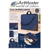Artmaster Lacivert Resim Çantası Kumaş 37x54 cm 1 Adet Teknik Resim Dosya Çantası 35x50 cm Askılı Bez Proje Ça